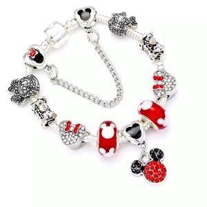 New Disney 925 Silver Mickey Mouse Charm Bracelet